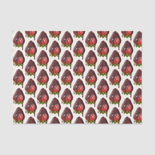 Sweet Chocolate Covered Strawberry Pattern Premium Tissuepapier (Voorkant)