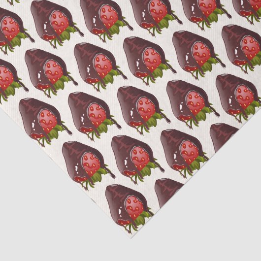 Sweet Chocolate Covered Strawberry Pattern Premium Tissuepapier (Detail)