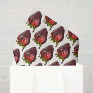 Sweet Chocolate Covered Strawberry Pattern Premium Tissuepapier