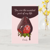 Sweet Chocolate Covered Strawberry Photo Valentine Kaart (Gele Bloem)