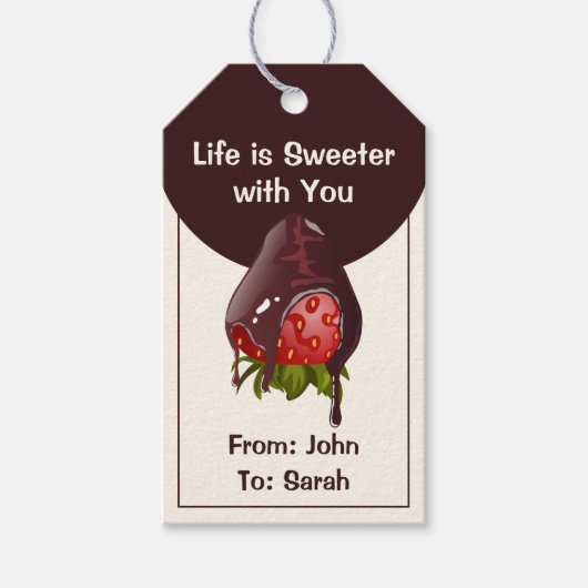 Sweet Chocolate Dip Strawberry Anniversary Cream Cadeaulabel (Voorkant)