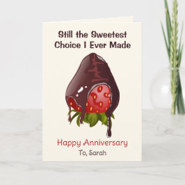 Sweet Chocolate Dip Strawberry Anniversary Photo Kaart