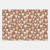 Sweet Chocolate Hearts Cream Brown Pink Glitter Inpakpapier Vel (Voorkant)