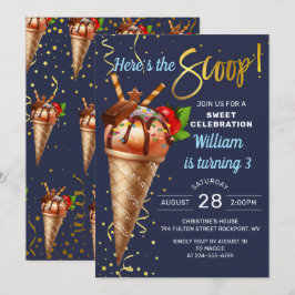 Sweet Chocolate Ice Cream Navy Blue Birthday Kaart