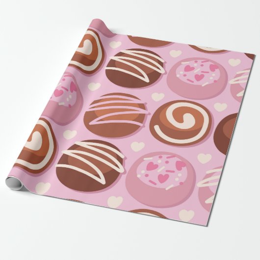 Sweet Chocolate Truffle Pattern Cadeaupapier (Uitgerold)