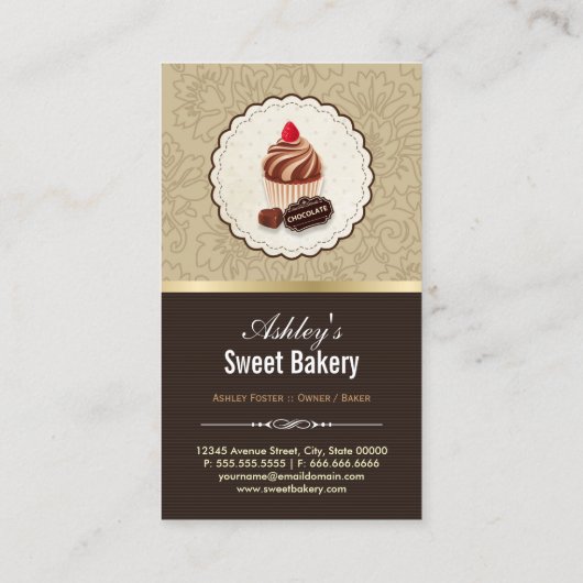Sweet Chocolates Cupcakes Dessert - Bakkerij-winke Visitekaartje (Achterkant)