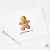 Sweet Christmas Boy Gingerbread Cookie Ronde Sticker (Envelop)