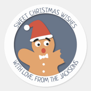 Sweet Christmas cartoon gebeten peperkoek man Ronde Sticker