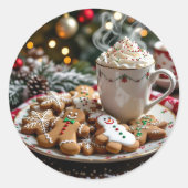 Sweet Christmas Cookies and Hot Cocoa Ronde Sticker (Voorkant)