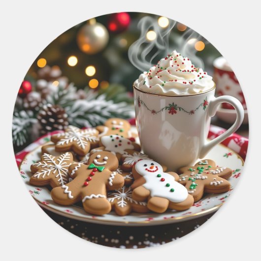 Sweet Christmas Cookies and Hot Cocoa Ronde Sticker (Voorkant)