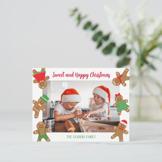 SWEET CHRISTMAS GINGERBREAD FOTO BRIEFKAART (Staand voorkant)