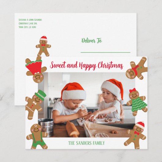 SWEET CHRISTMAS GINGERBREAD FOTO BRIEFKAART (Voorkant / Achterkant)