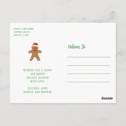 SWEET CHRISTMAS GINGERBREAD FOTO BRIEFKAART (Achterkant)