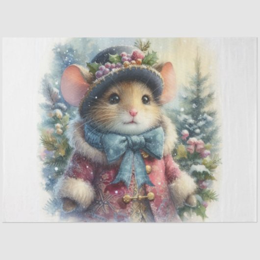 Sweet Christmas Mouse Rustic Christmas Decoupage Tissuepapier (Voorkant)