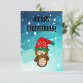 Sweet christmas owl bedankkaart (Staand voorkant)