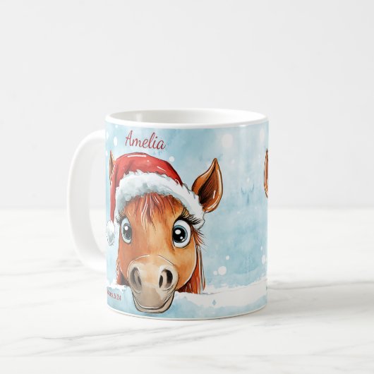 Sweet Christmas Pony gepersonaliseerde kerst Mok (Voorkant links)