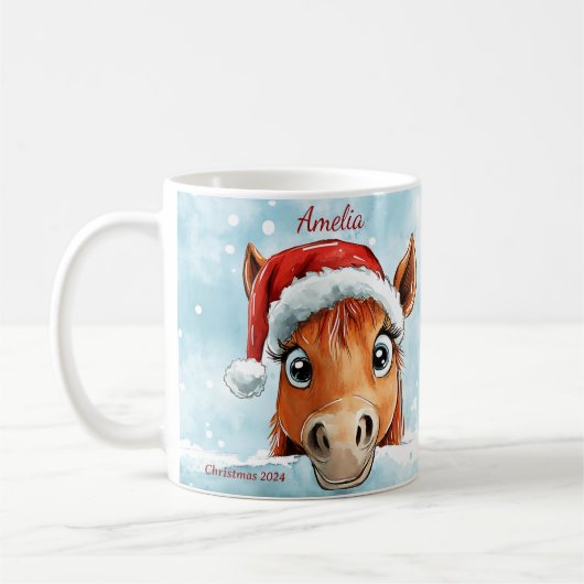Sweet Christmas Pony gepersonaliseerde kerst Mok (Links)