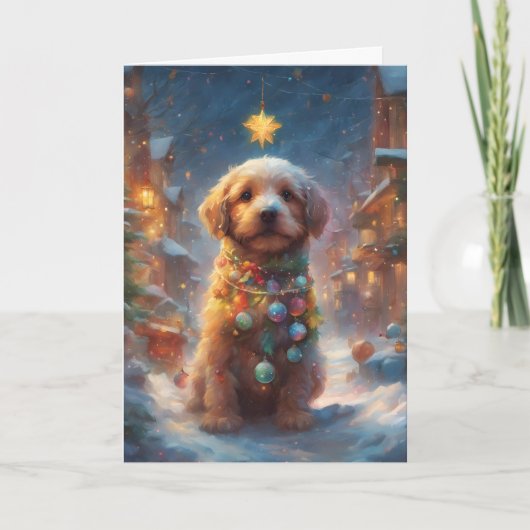 Sweet Christmas Puppy Art kaart (Voorkant)