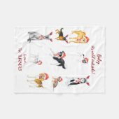 Sweet Christmas Santa hat Dogs Monogram Fleece Deken (Voorkant (Horizontaal))