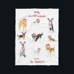 Sweet Christmas Santa hat Dogs Monogram Fleece Deken<br><div class="desc">Een lief ontwerp voor hondenliefhebbers: prachtige aquarelhonden met kerstmuts,  rendiergewei,  strik- en kerst gezegden. Ga voor meer informatie naar het Christmas Dogs Collectie.</div>