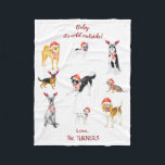 Sweet Christmas Santa hat Dogs Monogram Fleece Deken<br><div class="desc">Een lief ontwerp voor hondenliefhebbers: prachtige aquarelhonden met kerstmuts,  rendiergewei,  strik- en kerst gezegden. Ga voor meer informatie naar het Christmas Dogs Collectie.</div>