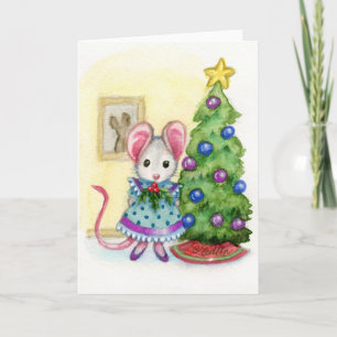 Sweet Christmas Tree Mouse Schattigee vakantie Kaa Kaart