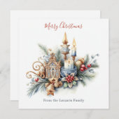 Sweet Christmas Waterverf Afbeelding Feestdagenkaart (Voorkant / Achterkant)