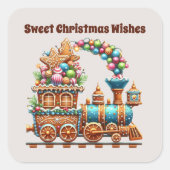 Sweet Christmas wenst peperkoek trein Vierkante Sticker (Voorkant)