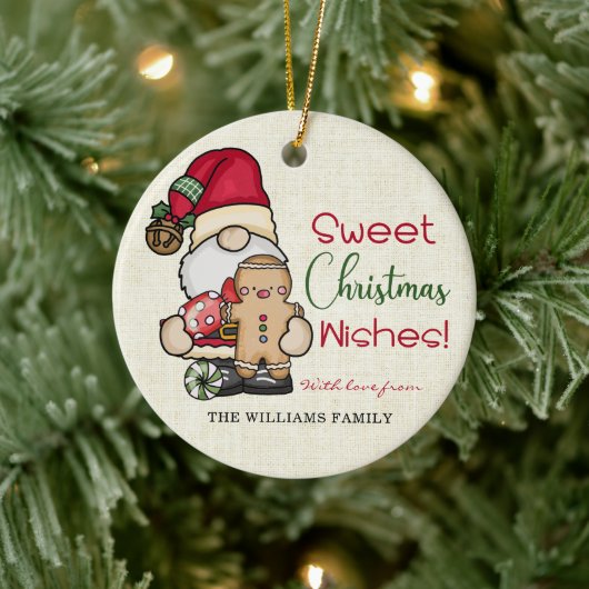 Sweet Christmas Wishes Gnome Gingerbread Keramisch Ornament (Boom)