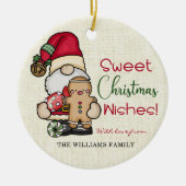 Sweet Christmas Wishes Gnome Gingerbread Keramisch Ornament (Voorkant)