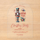 Sweet Christmas Wishes Notenkraker Party Uitnodige Acryl Uitnodigingen (Voorkant)
