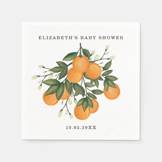 Sweet Citrus Botanical Oranje Greenery Shower Servet (Voorkant)