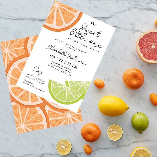 Sweet Citrus Schattige Modern Baby shower Kaart