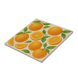 Sweet Citrus Whole & Sliced Sinaasappels Waterverf Tegeltje