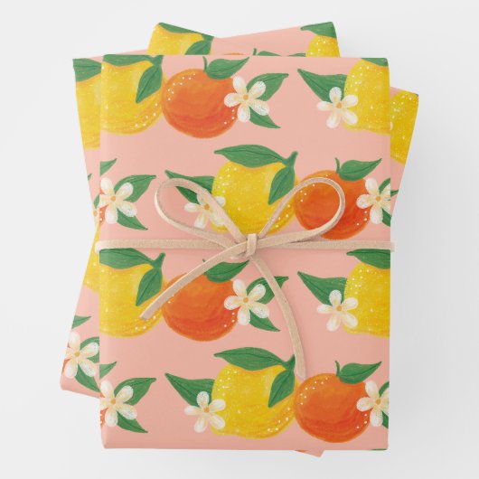 Sweet Citrus Wrapping Paper Flat Sheet Set van 3 (In situ)