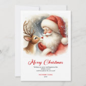 Sweet Classic Santa With Rudolph Holiday Greeting Feestdagenkaart (Voorkant)