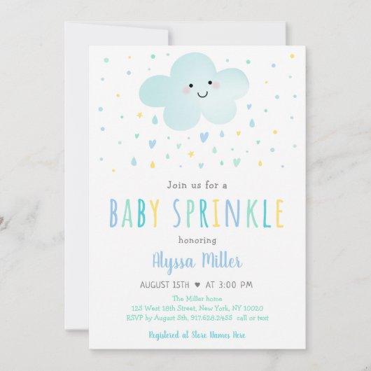 Sweet Cloud Blue Baby Sprinkle Kaart (Voorkant)