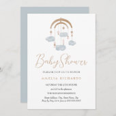 Sweet Cloud Dusty Blue Baby shower Kaart (Voorkant / Achterkant)