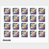 Sweet Coffee Pixelart, Pixel Art  Vierkante Sticker (Vel)