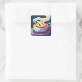 Sweet Coffee Pixelart, Pixel Art  Vierkante Sticker (Tas)