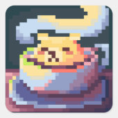 Sweet Coffee Pixelart, Pixel Art  Vierkante Sticker (Voorkant)