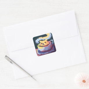 Sweet Coffee Pixelart, Pixel Art  Vierkante Sticker