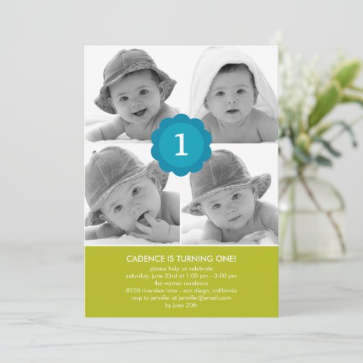 Sweet Collage Foto Birthday Uitnodiging (Staand voorkant)