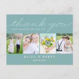 Sweet Collage Wedding Dank u kaart - Aqua