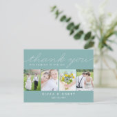 Sweet Collage Wedding Dank u kaart - Aqua (Staand voorkant)