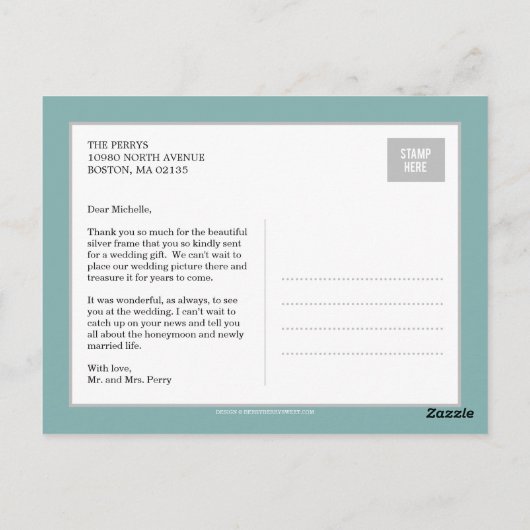 Sweet Collage Wedding Dank u kaart - Aqua (Achterkant)