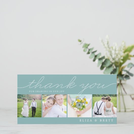 Sweet Collage Wedding Dank u kaarten - Aqua (Staand voorkant)