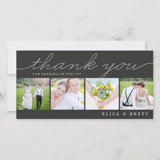 Sweet Collage Wedding Dank u kaarten - Houtskool (Voorkant)