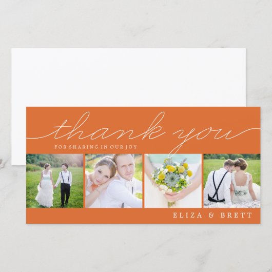 Sweet Collage Wedding Dank u kaarten - Sinaasappel (Voorkant / Achterkant)