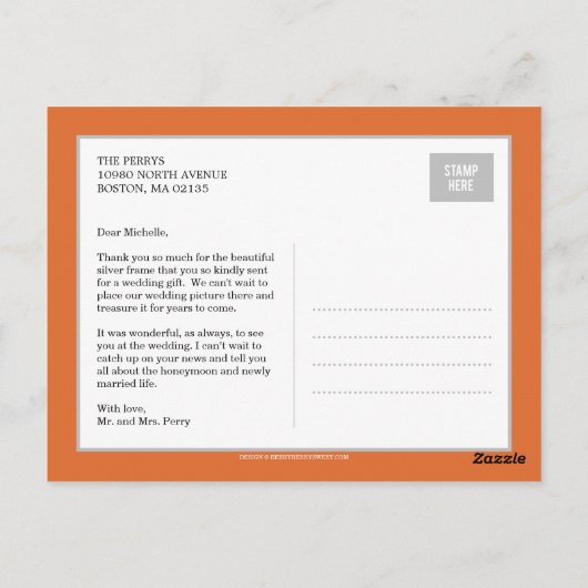 Sweet Collage Wedding Hartelijk dank - Oranje Briefkaart (Achterkant)